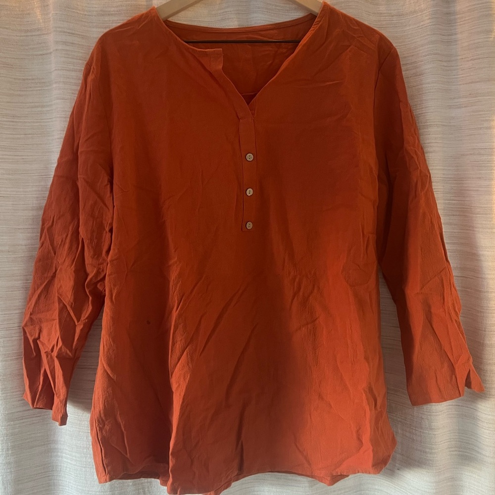 Women's Orange Button-Up Top